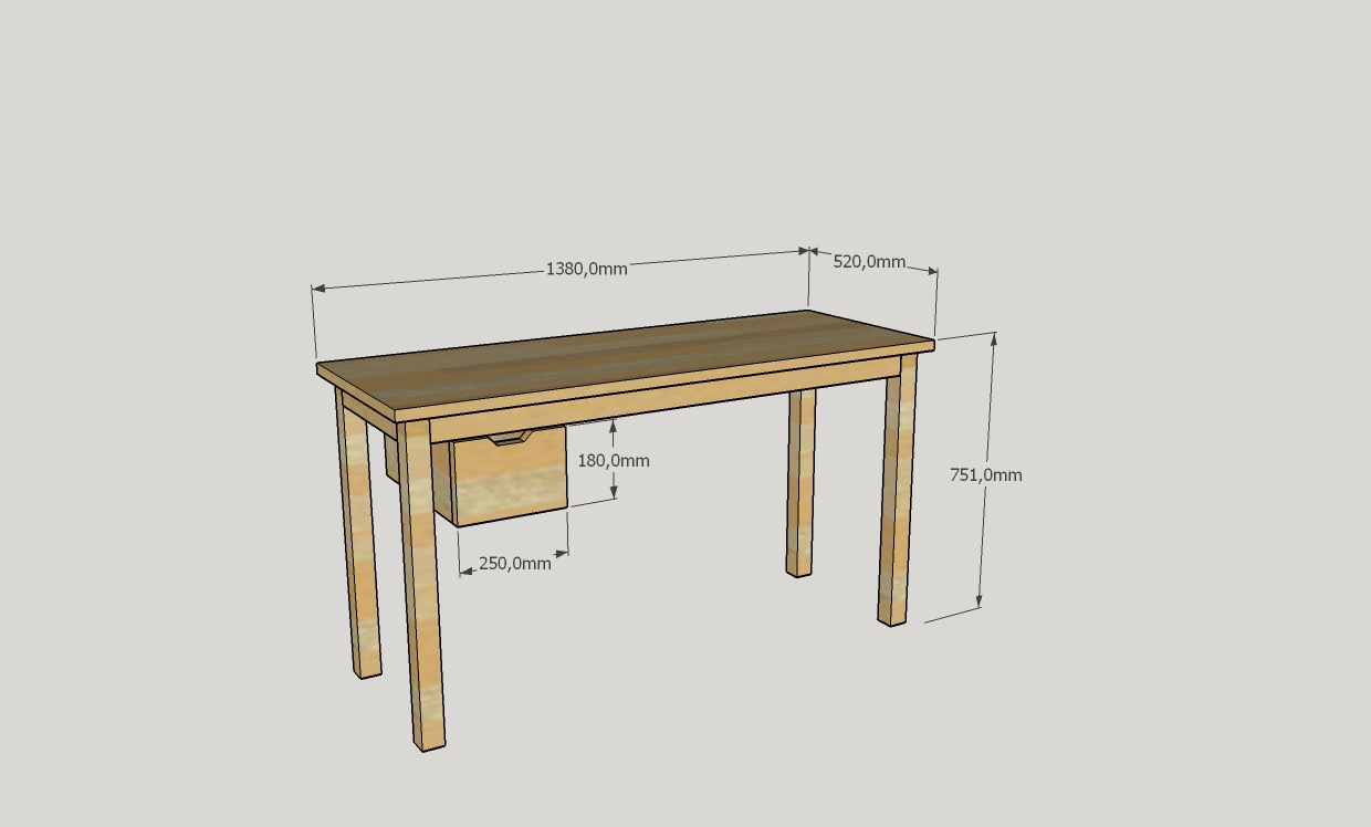 Table Couture et Dimension 3D Bois